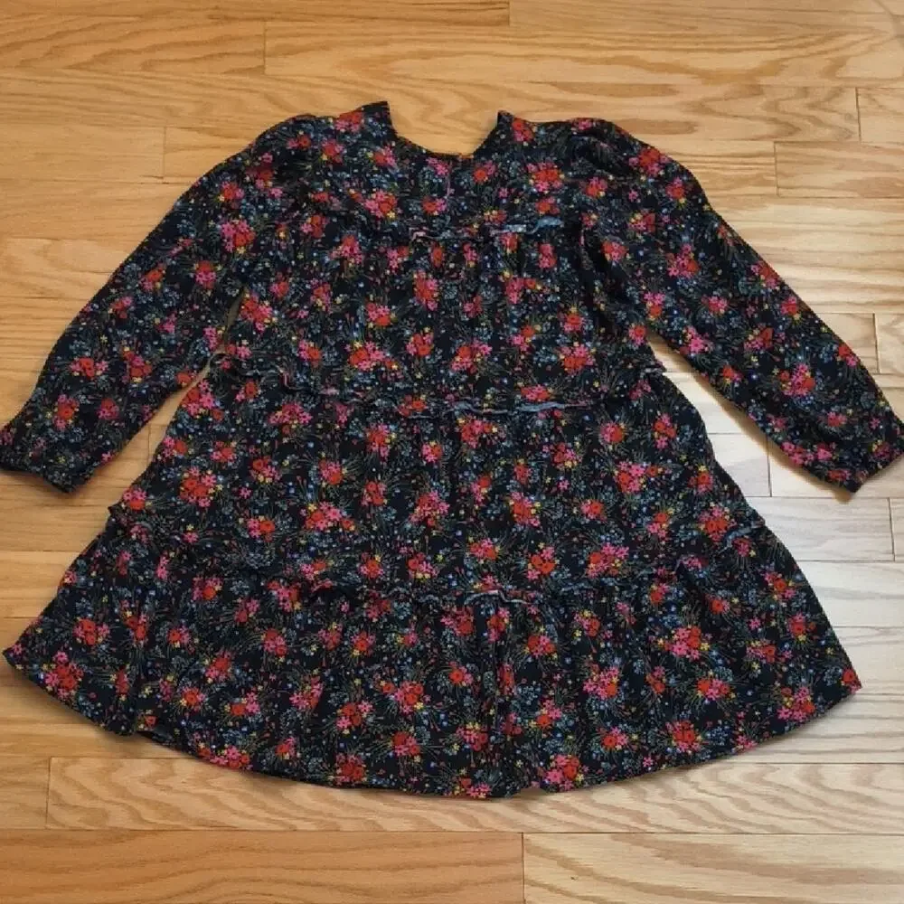 Cat & Jack Long Sleeve Boho Floral Tiered Dress Size XL 14/16 EUC
